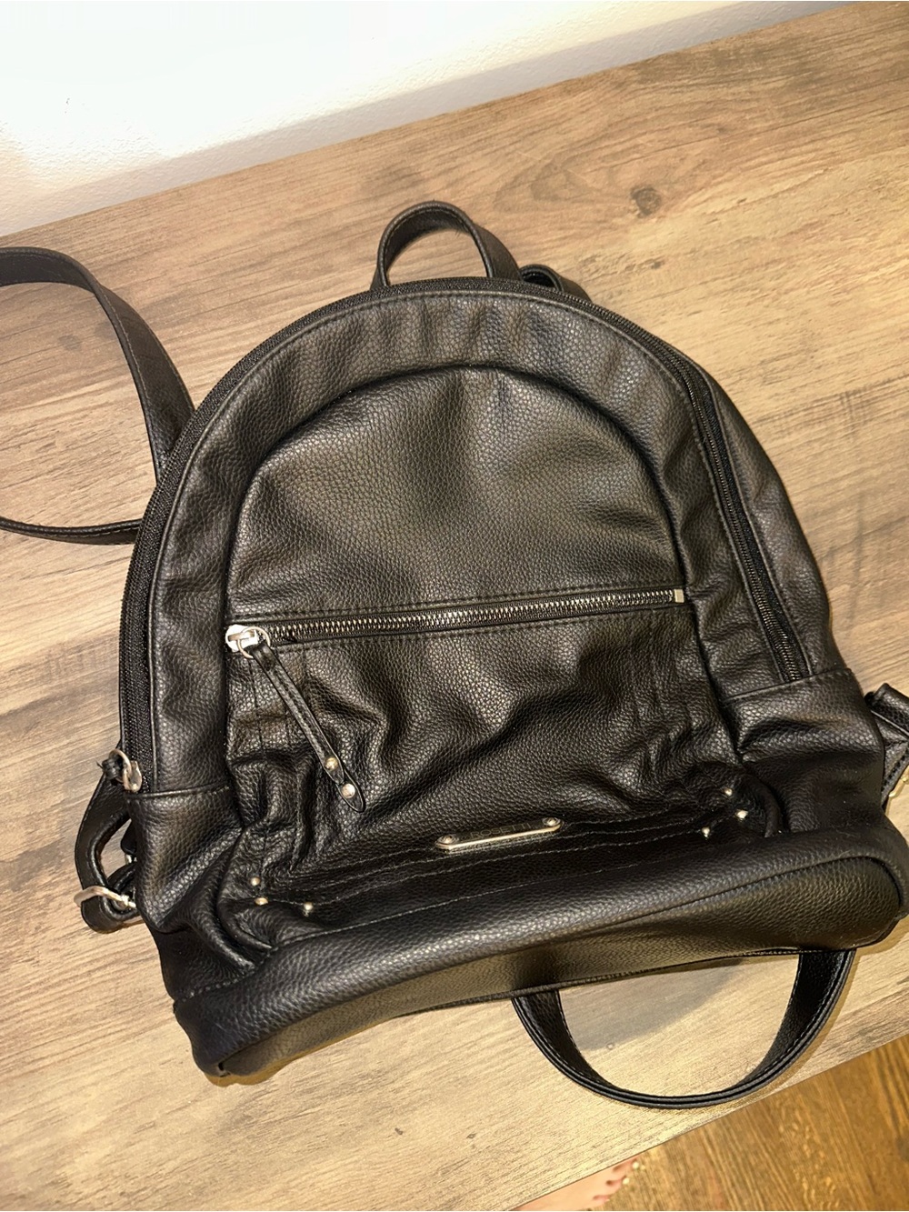 Rosetti Black Pebbled Leather Backpack